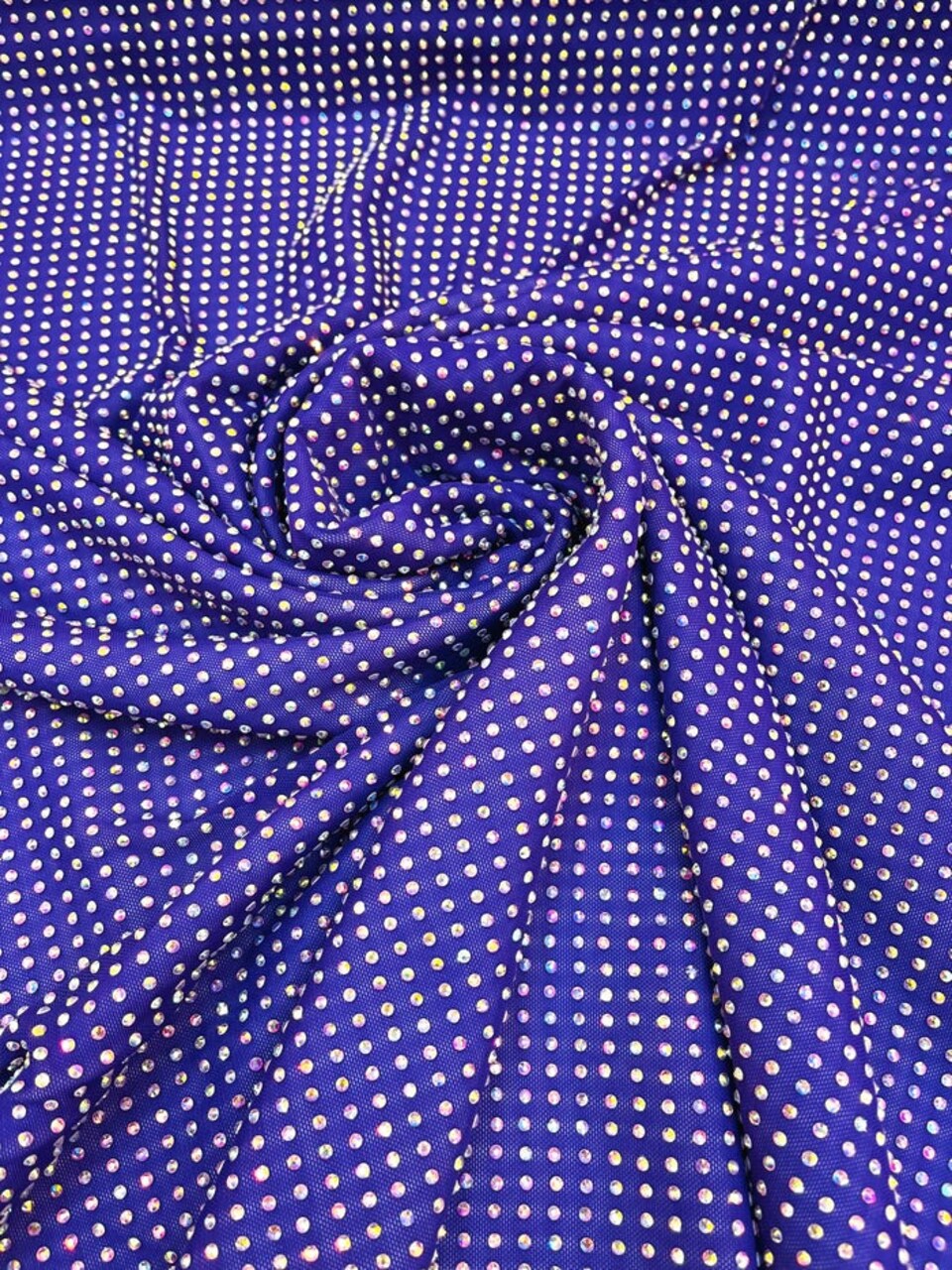 1 Yard Iridescent Rhinestone Stretch Mesh Fabric AB Crystal Power Net For Costumes & Fashion 54” Wide